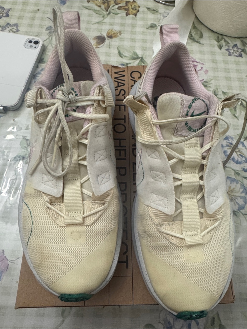 Nike Women’s Cream and Light Pink Sneakers